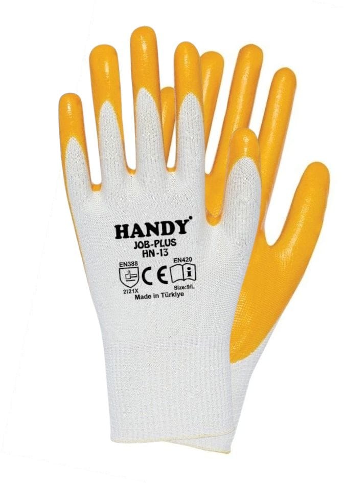 HN-13   Handy Nitril Kaplı Polyester Eldiven 10