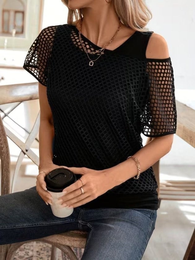 Kadın Askılı Yuvarlak Yakalı Viskon Atlet Ve File Detaylı Bluz Ikili Takım