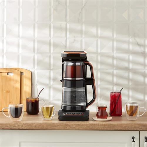 Karaca Çaysever Robotea Pro 4 İn 1 Konuşan Cam Çay Makinesi Black Copper