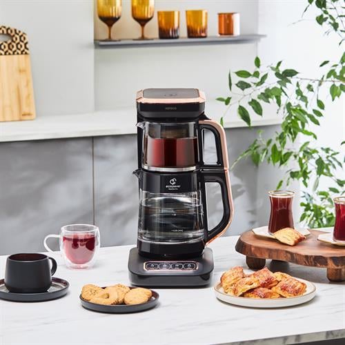 Karaca Çaysever Robotea Pro 4 İn 1 Konuşan Cam Çay Makinesi Black Copper