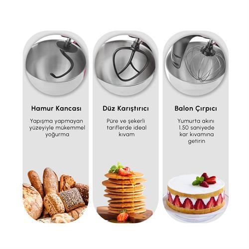 Karaca Mastermaid Chef Pro Çift Kollu Hamur Yoğurma Makinesi Fushia Love 1750W 5L