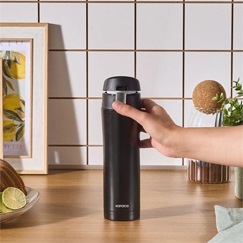 Karaca Pluton Çelik Sızdırmaz Termos Siyah 450 Ml