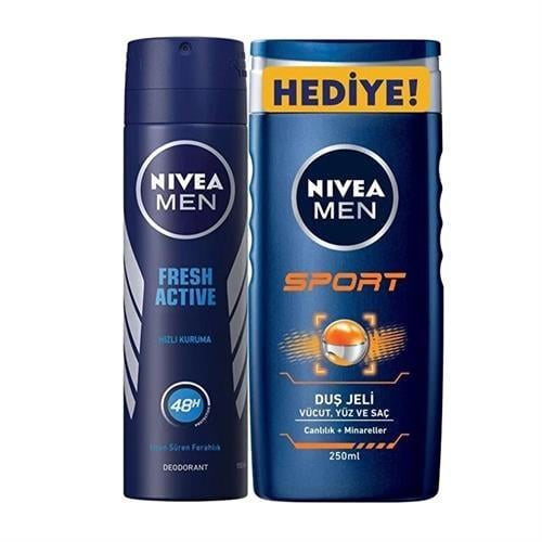 Nivea Men Deodorant Fresh Active 150 ml+ Sport Duş Jeli 250 ml Hediye