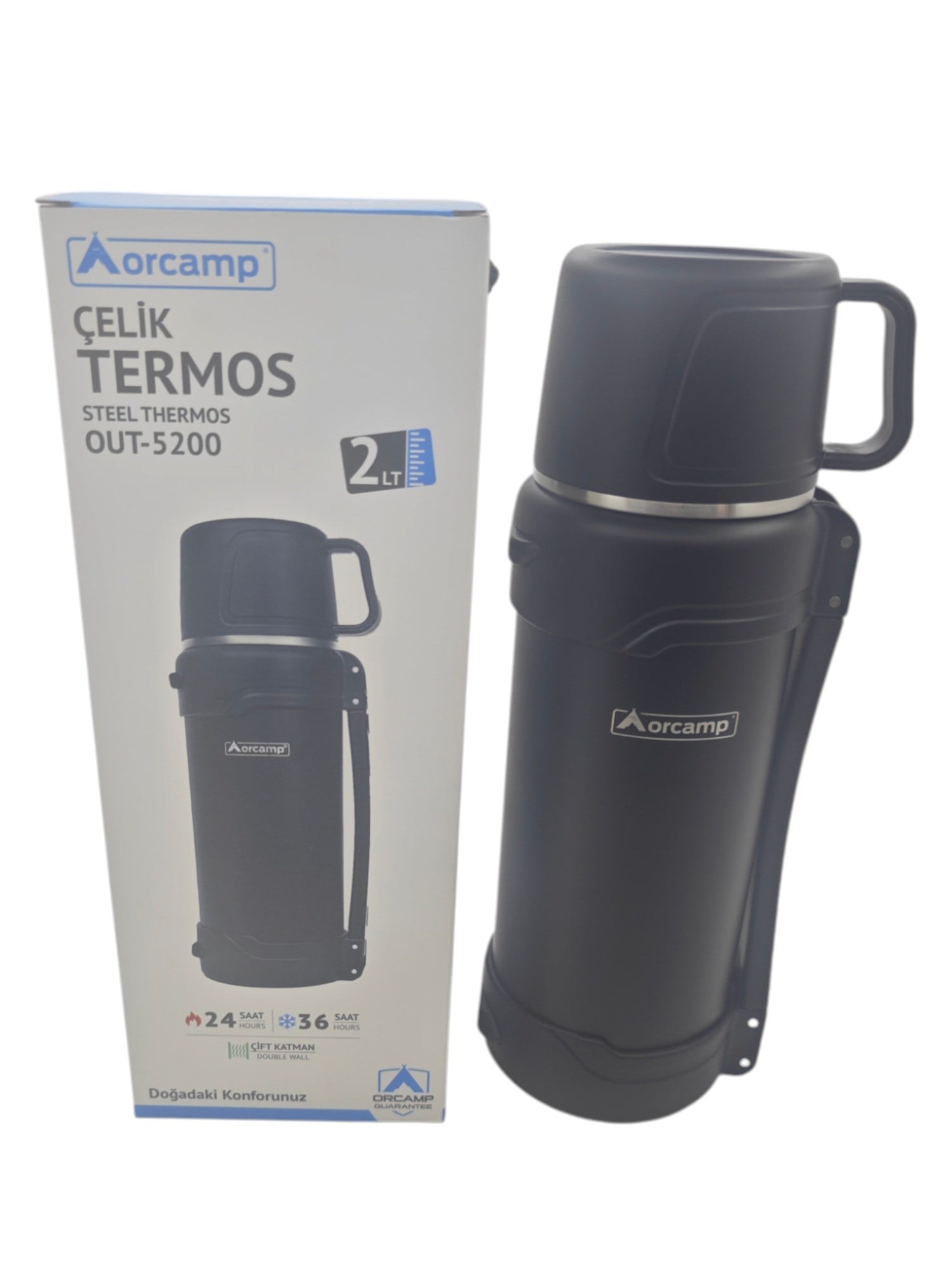 OUT-5200   Orcamp Bardak Kapaklı Çelik Termos 2000ml