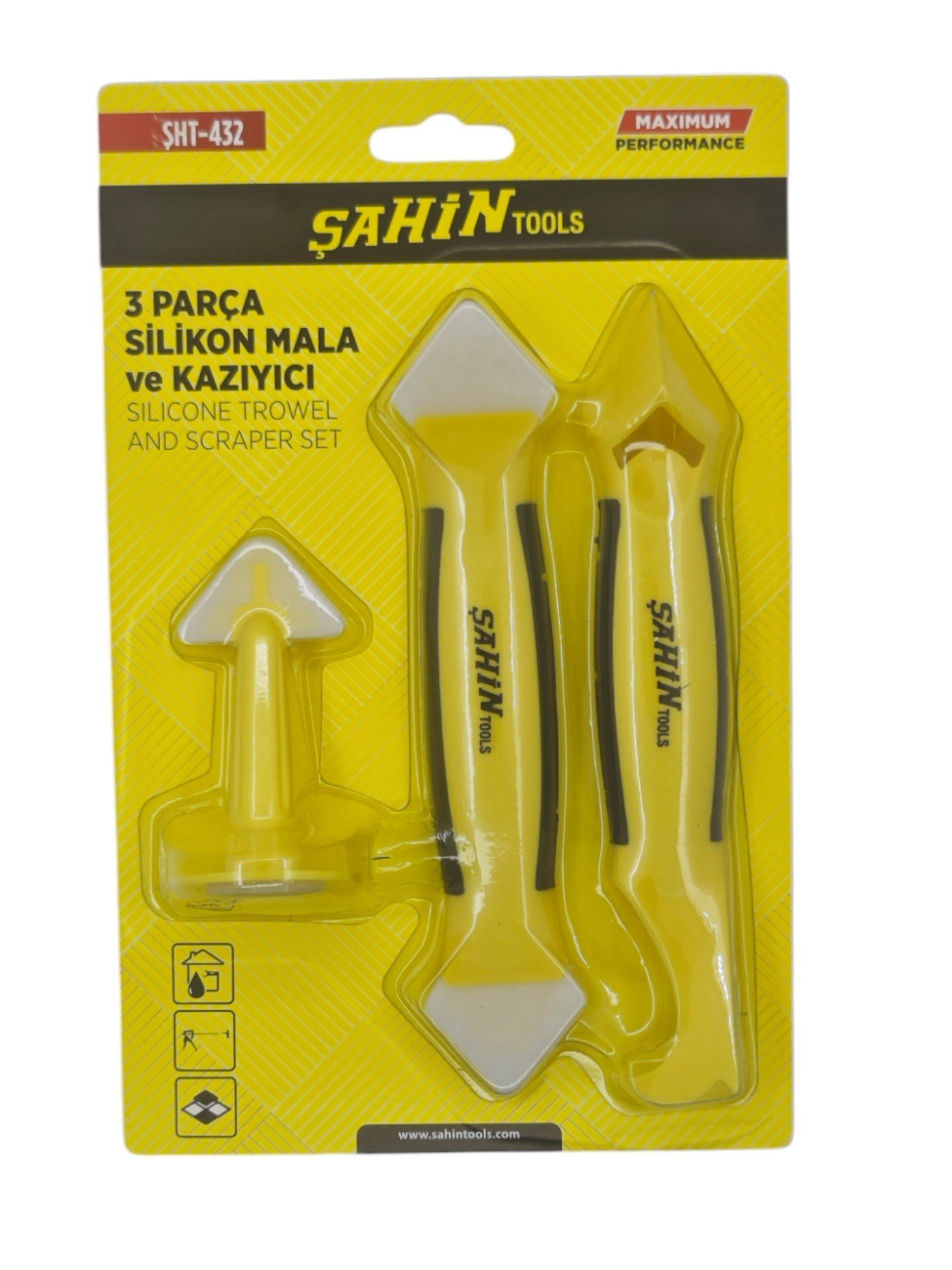 ŞHT-432   Şahin Tools 3prç Silikon Mala ve Kazıyıcı