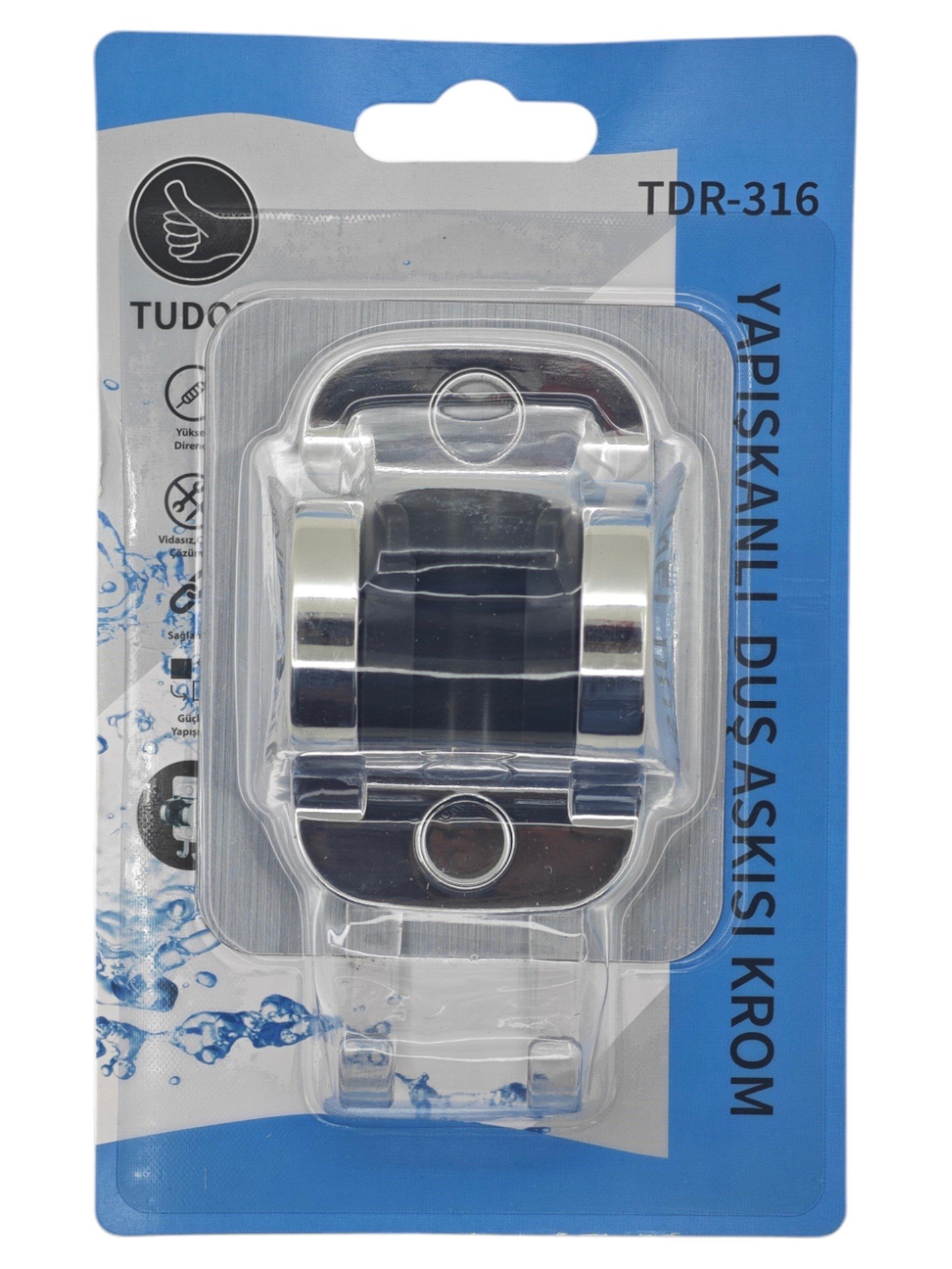 TDR-316   Tudor Yapışkanlı Krom Duş Askısı