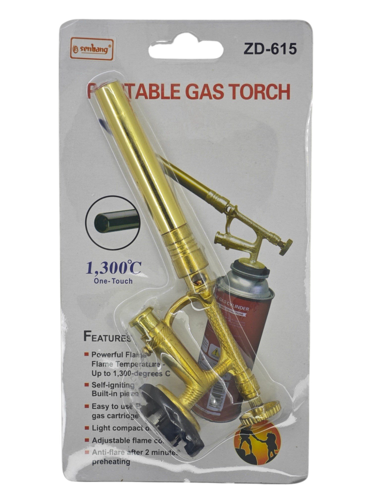 ZD-615   Senhang Sarı Metal Çakmaklı Pürmüz Başlığı