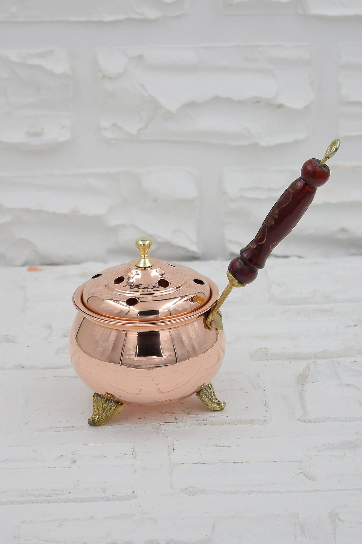 Turna Bakır 2 No Cadı Kazanı Tütsülük & Buhurdanlık Kırmızı