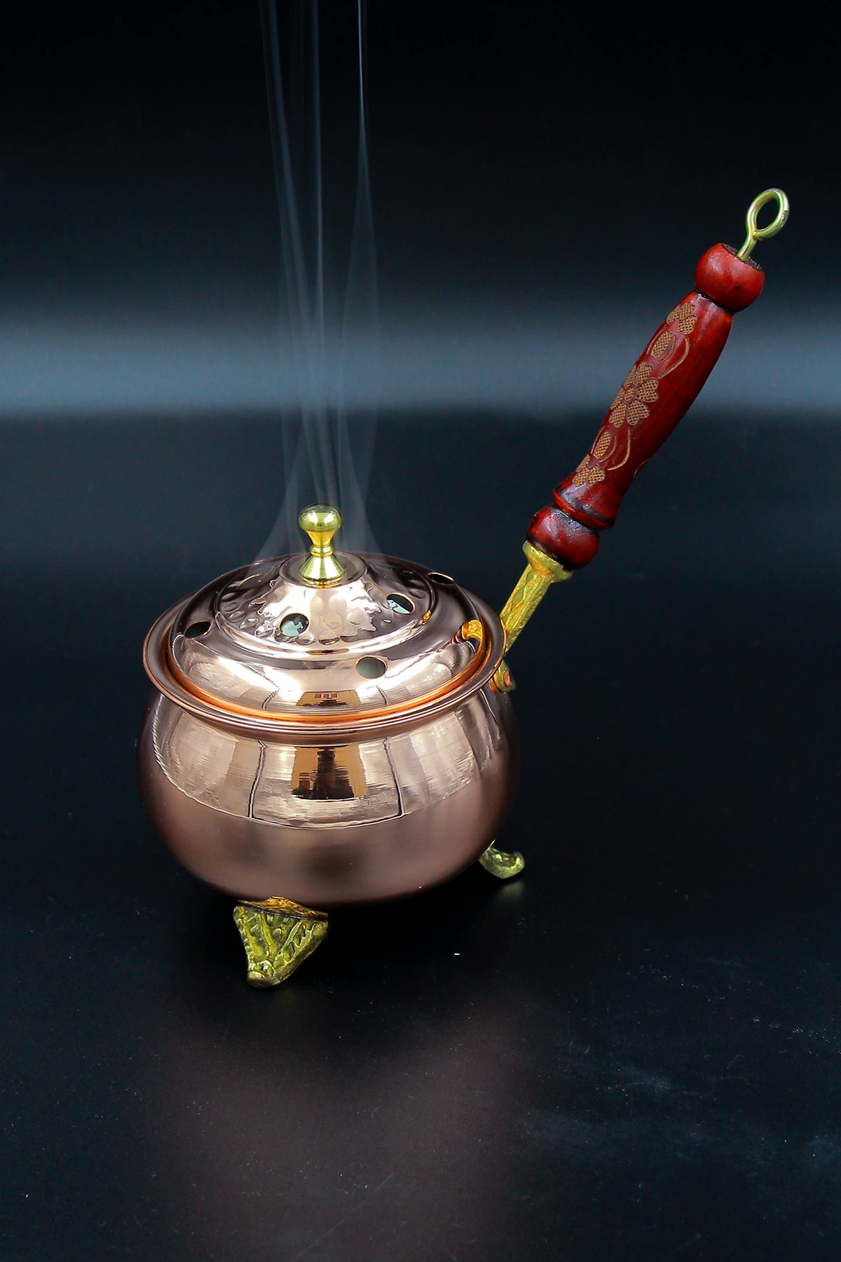 Turna Bakır 2 No Cadı Kazanı Tütsülük & Buhurdanlık Kırmızı