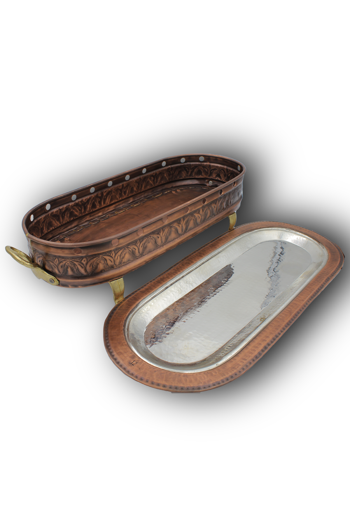 Turna Bakır Ayaklı Közlü Sunum Kebaplık 60 Cm Oksit Turna5863-3