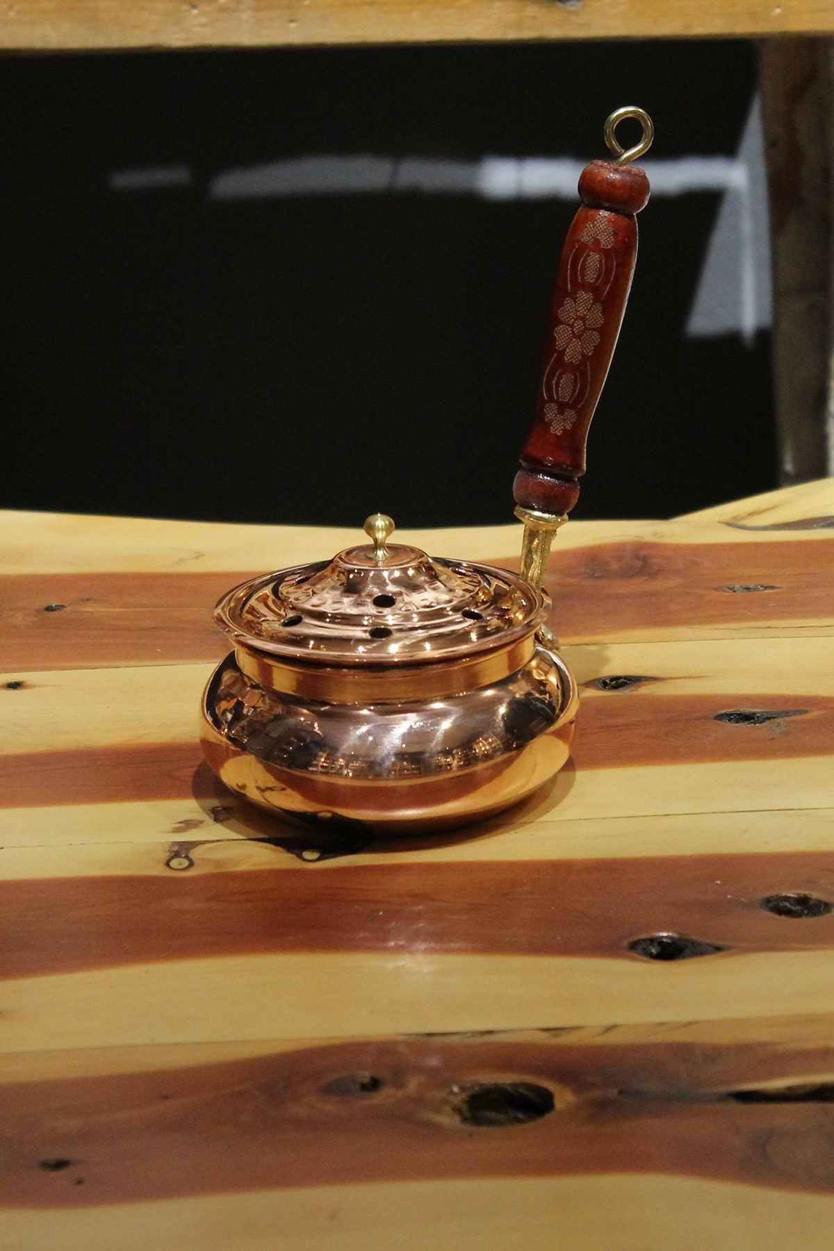 Turna Bakır Ayaksız Cadı Kazanı Tütsülük & Buhurdanlık Kırmızı