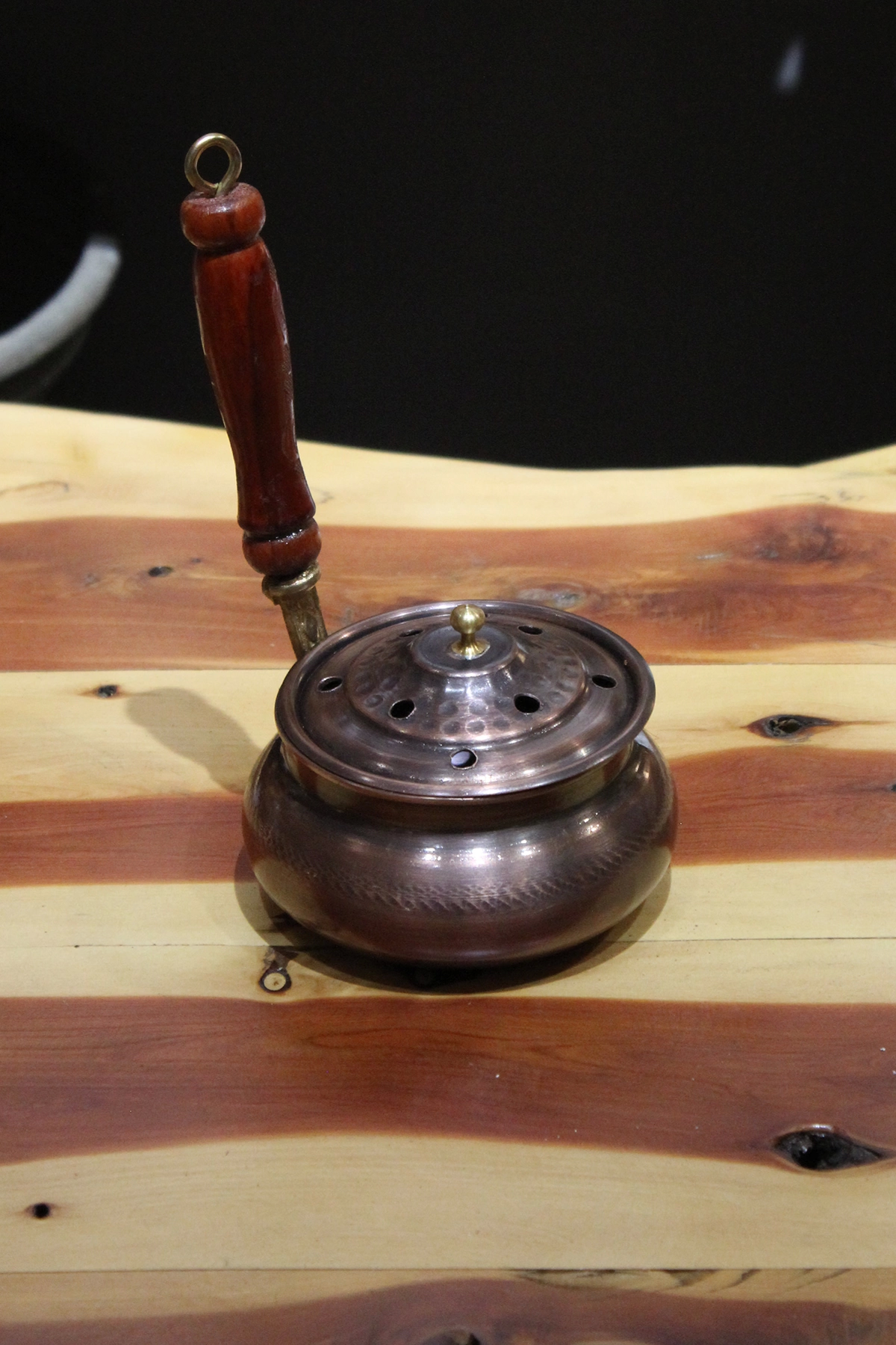 Turna Bakır Ayaksız Cadı Kazanı Tütsülük & Buhurdanlık Oksit