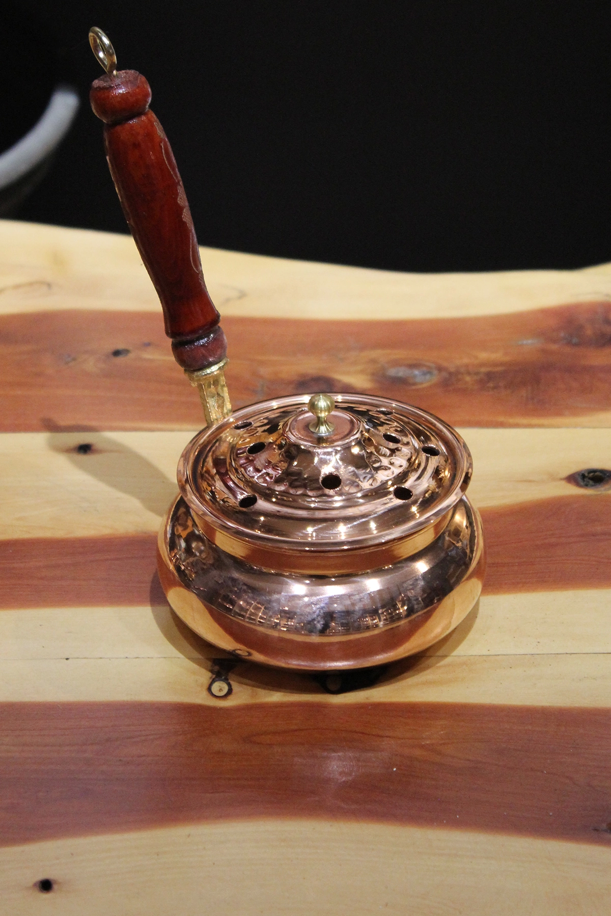 Turna Bakır Ayaksız Cadı Kazanı Tütsülük & Buhurdanlık Kırmızı