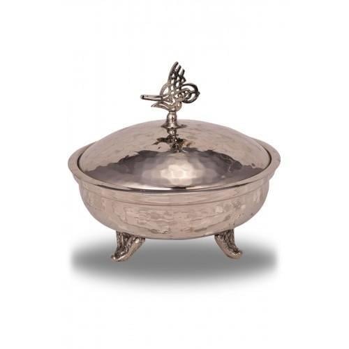 Turna Bakır Defne Şekerlik 13 Cm El Dövme Nikel Turna5753-2