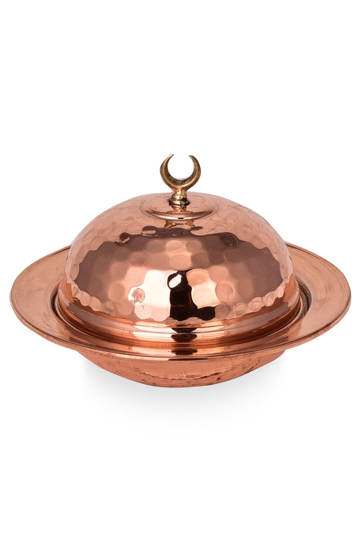 Turna Bakır Saka Yuvarlak Lokumluk 9 Cm El Dövme 4lü Takım Kırmızı Turna5852-41