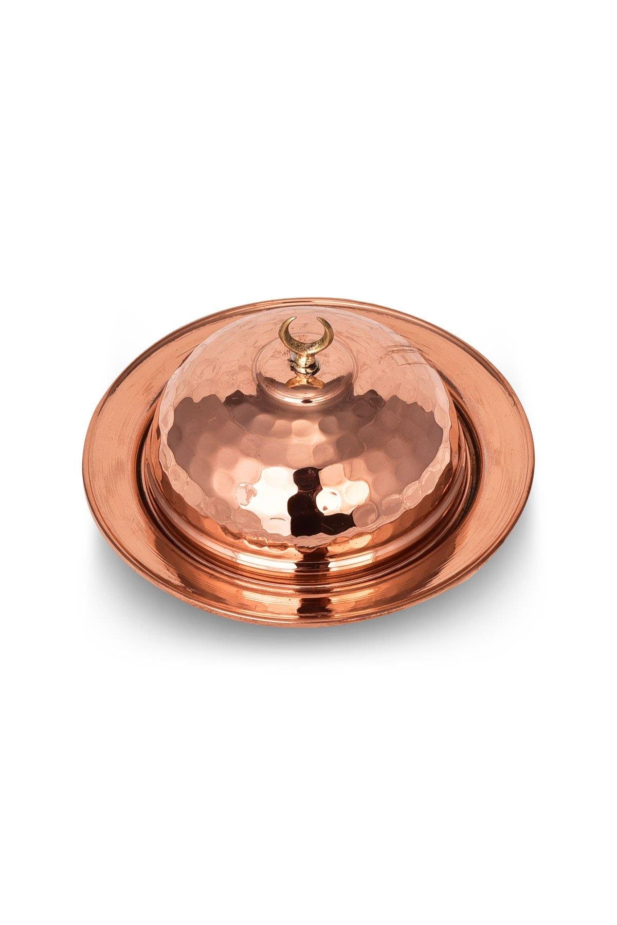 Turna Bakır Saka Yuvarlak Lokumluk 9 Cm El Dövme 4lü Takım Kırmızı Turna5852-41