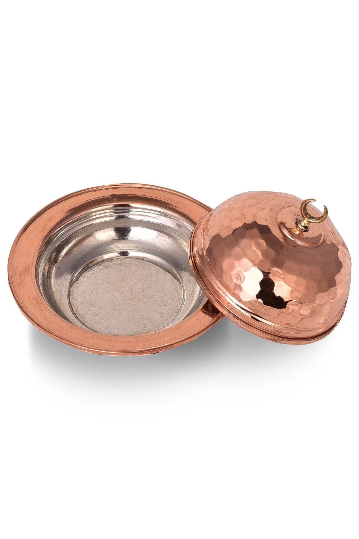 Turna Bakır Saka Yuvarlak Lokumluk 9 Cm El Dövme 6lı Takım Kırmızı Turna5852-61