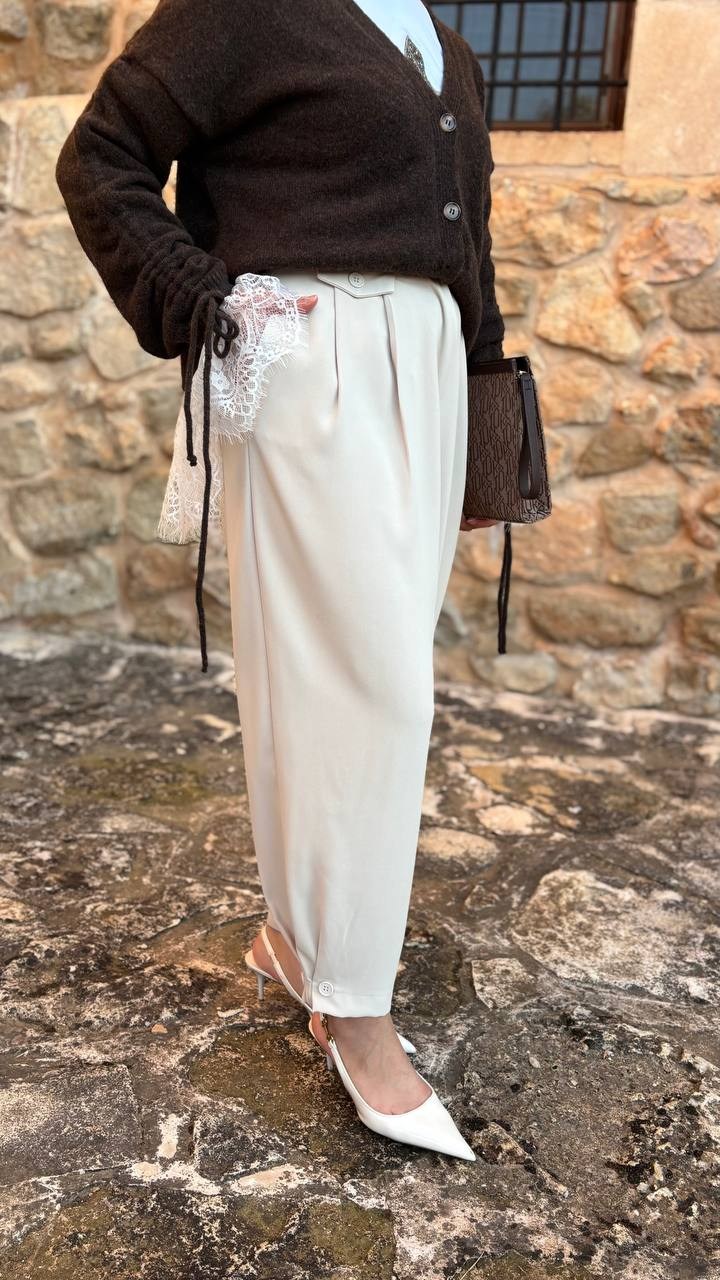 BAGGY PAÇASI DÜĞME DETAYLI PANTOLON