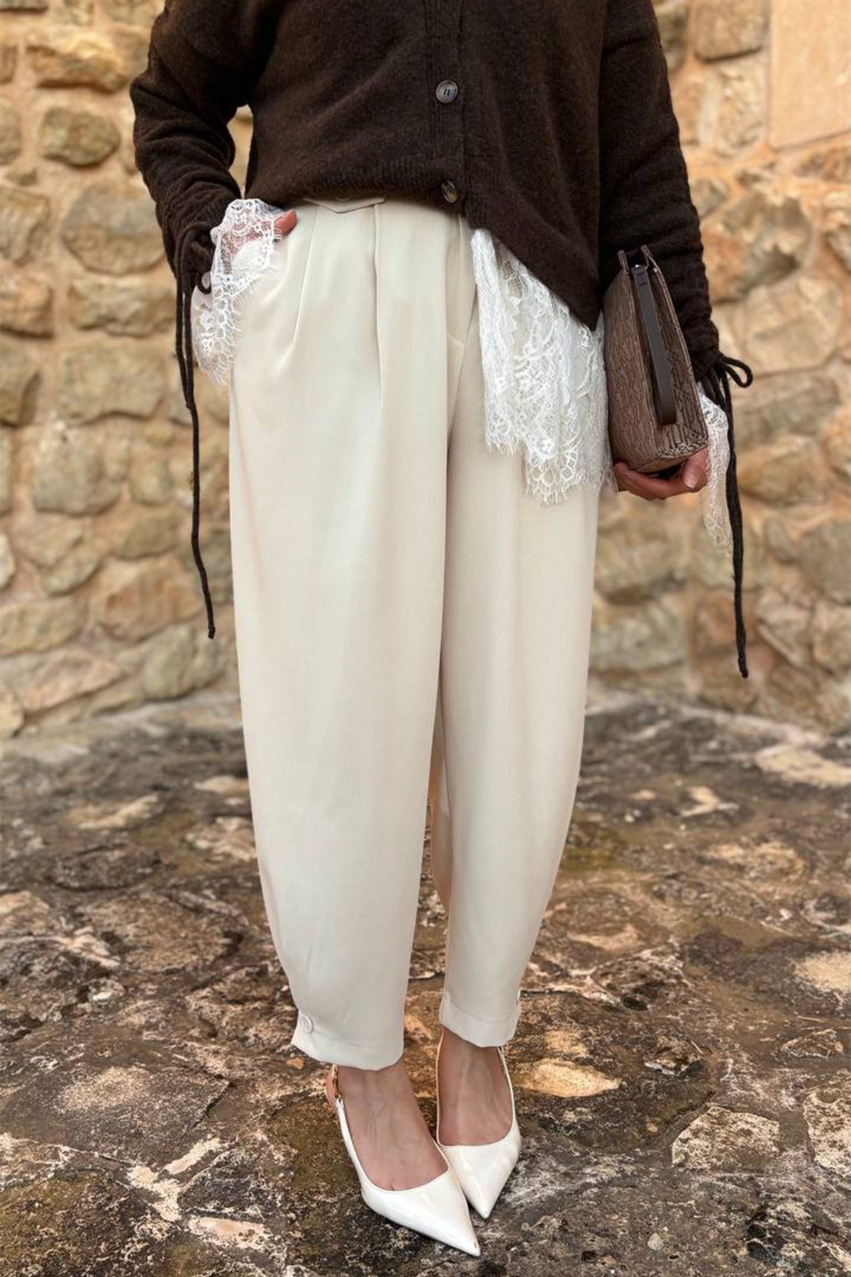 BAGGY PAÇASI DÜĞME DETAYLI PANTOLON