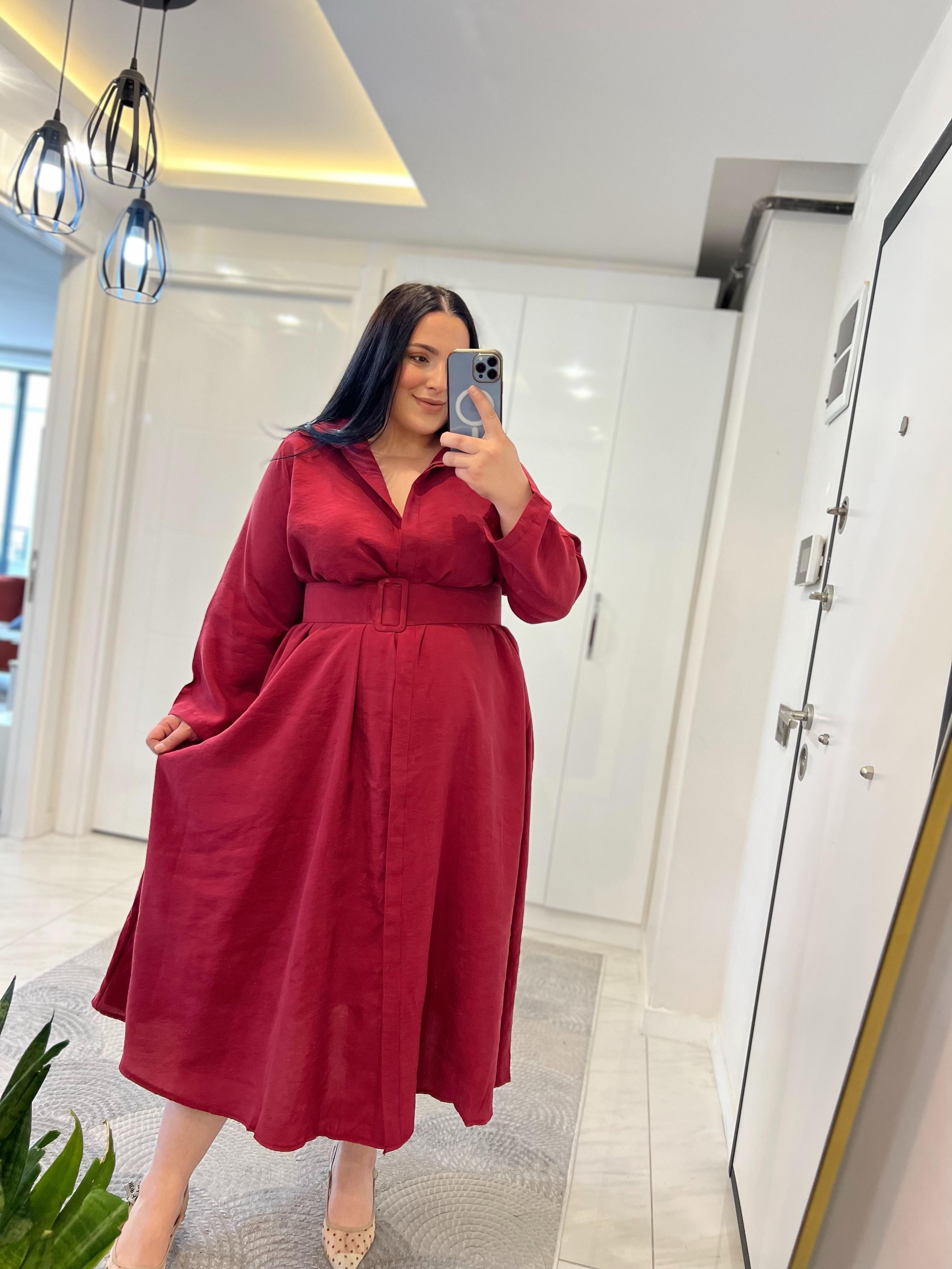 SD BORDO GÖMLEK ELBİSE 