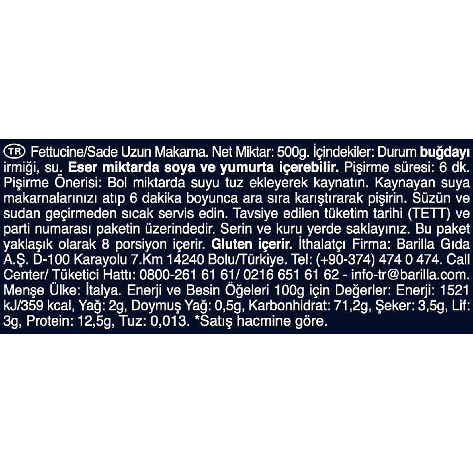 Barilla Fettucine Makarna 500 Gr