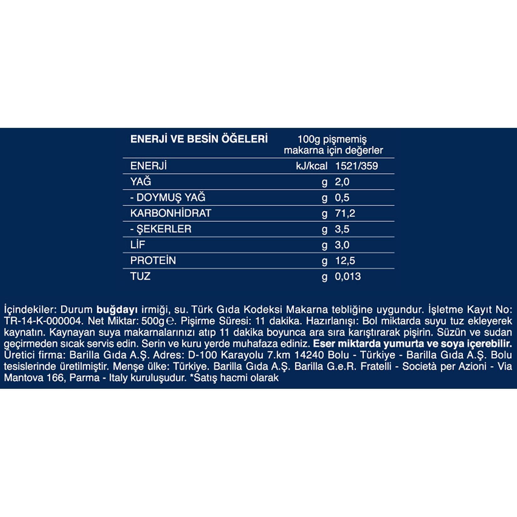 Barilla Penne Rigate/Kalem Makarna 500 Gr