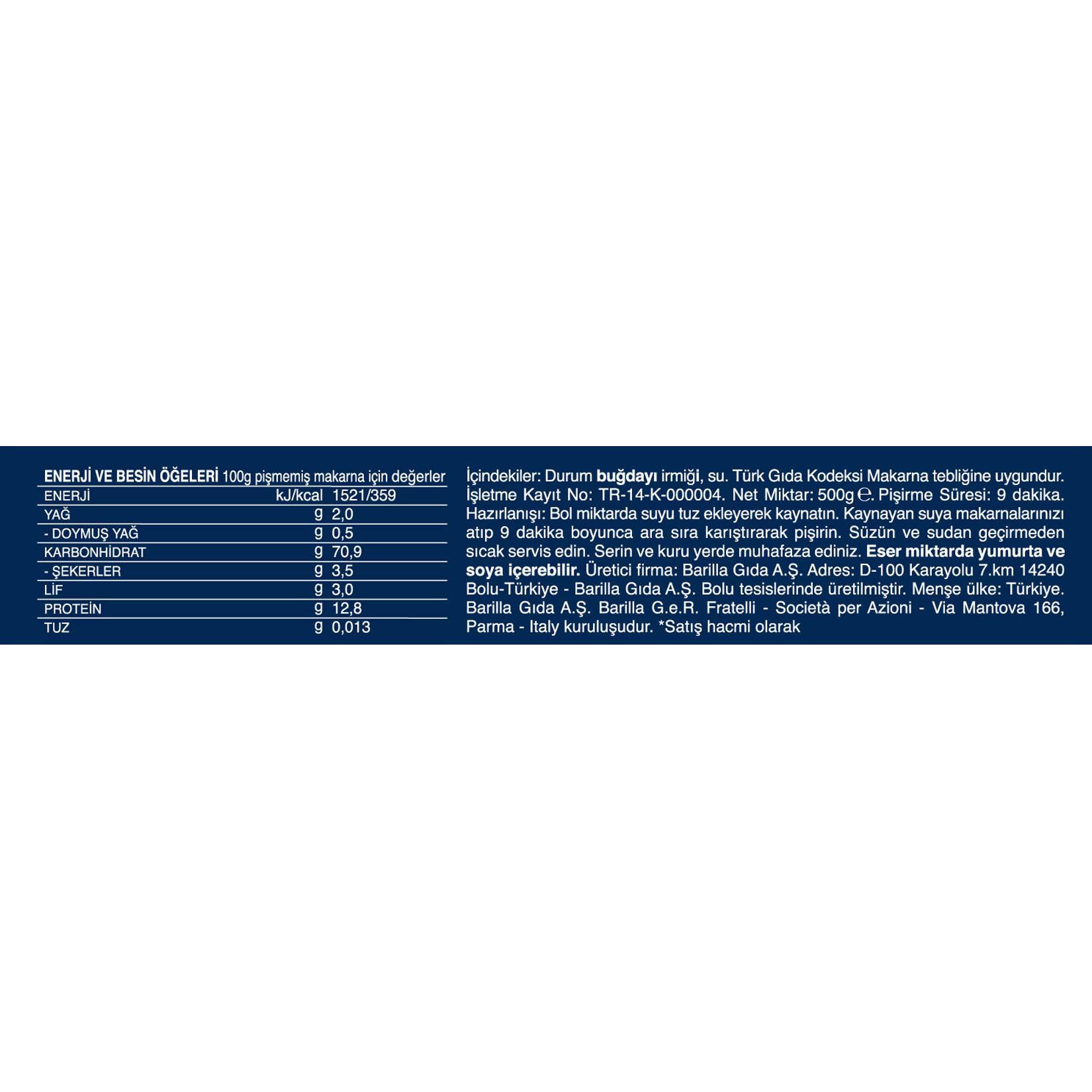 Barilla Spaghetti/Spagetti N.5 Makarna 500 GR.