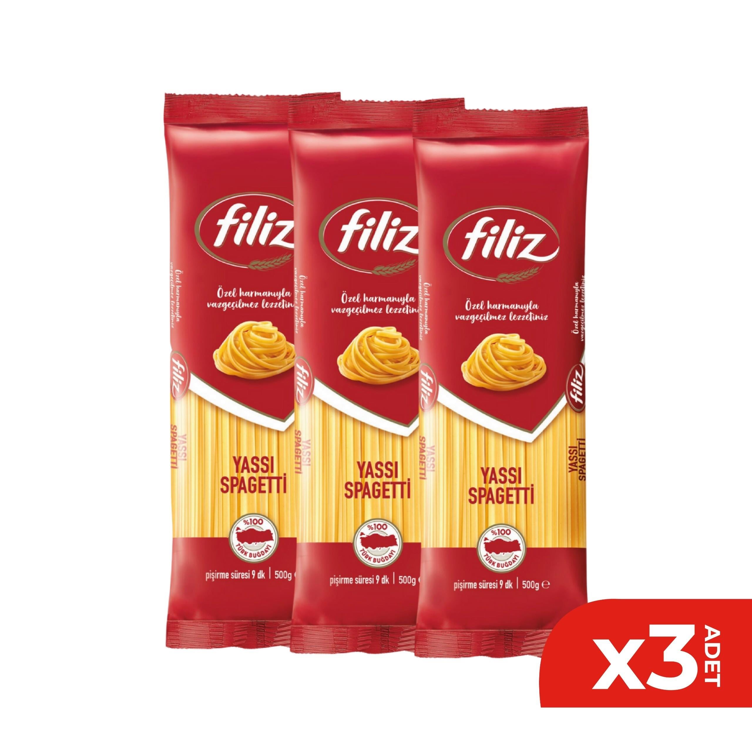Filiz Yassı Spagetti 500 GR.  3Lü Set