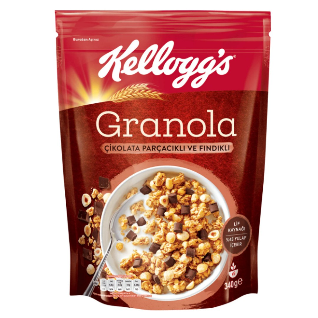 Kellogg's Çikolata Parçacıklı Ve Fındıklı Granola 340 Gr