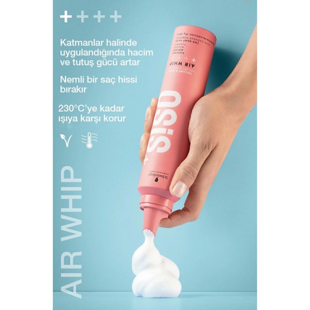 Osis Air Whip Hacim Ve Tutuş Sağlayan Esnek Köpük 200ml x 2 Adet