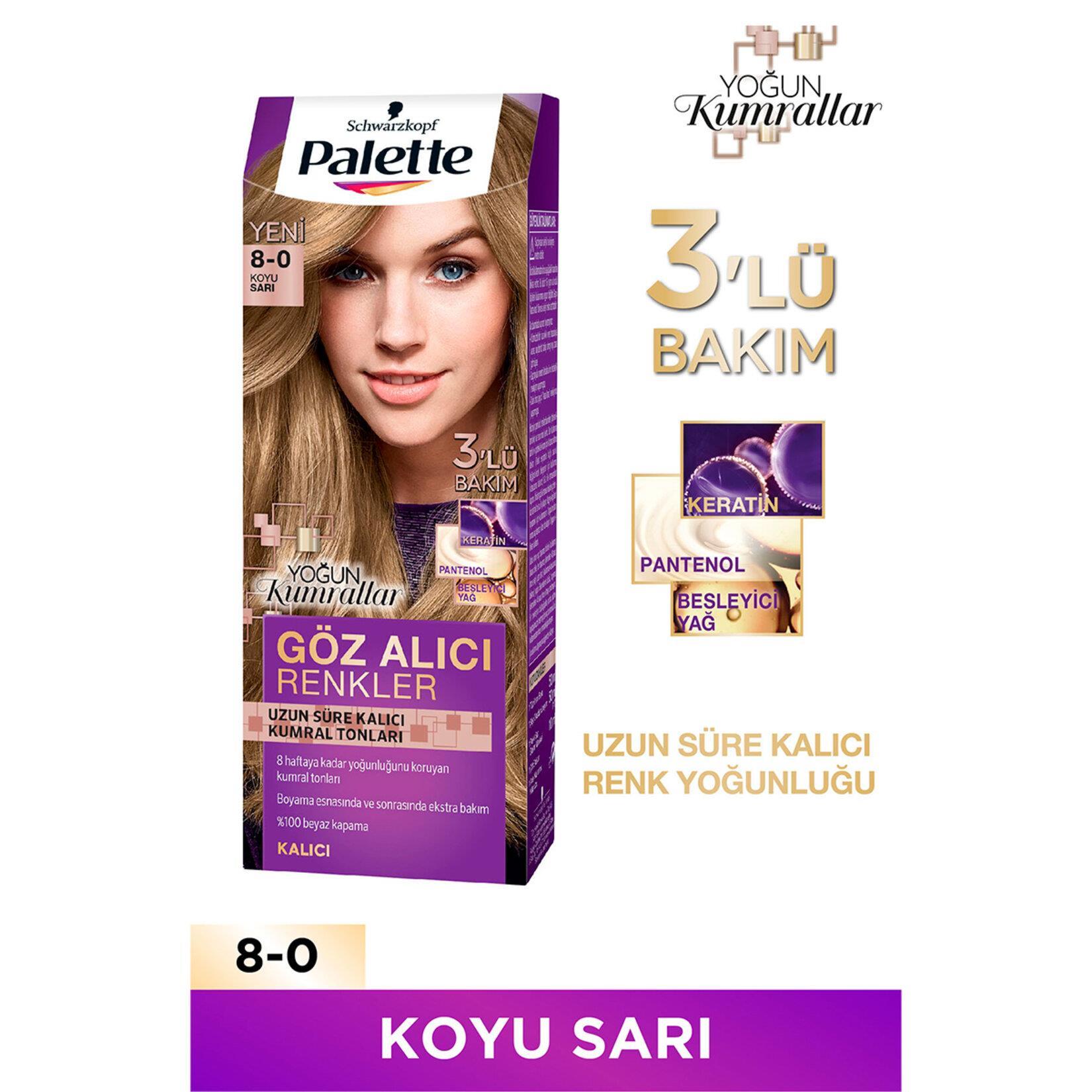 Palette Göz Alıcı Renkler Saç Boyası 8-0 Koyu Sarı 50 ml