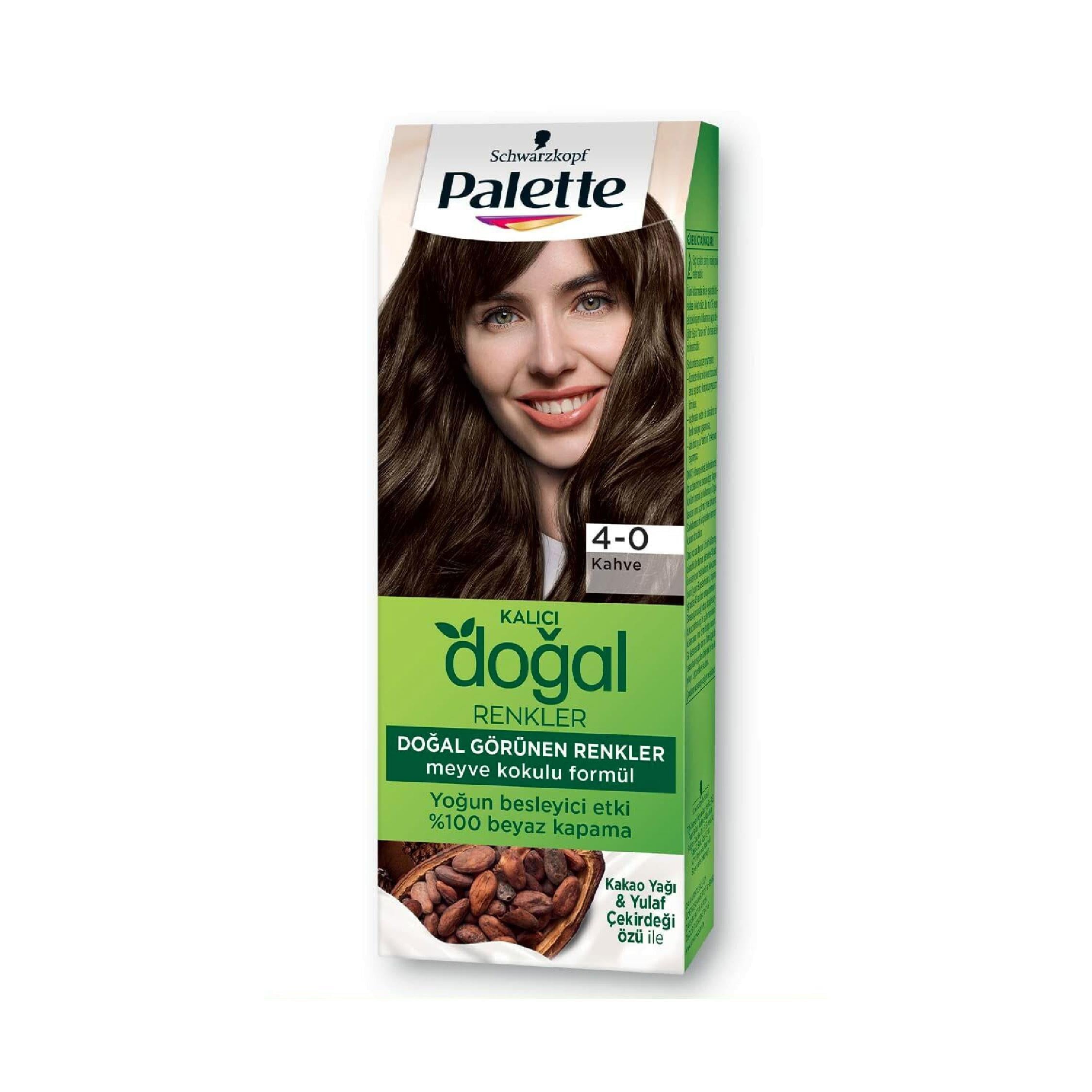 Palette Kalıcı Doğal Renkler Saç Boyası 4-0 Kahve 50 ml