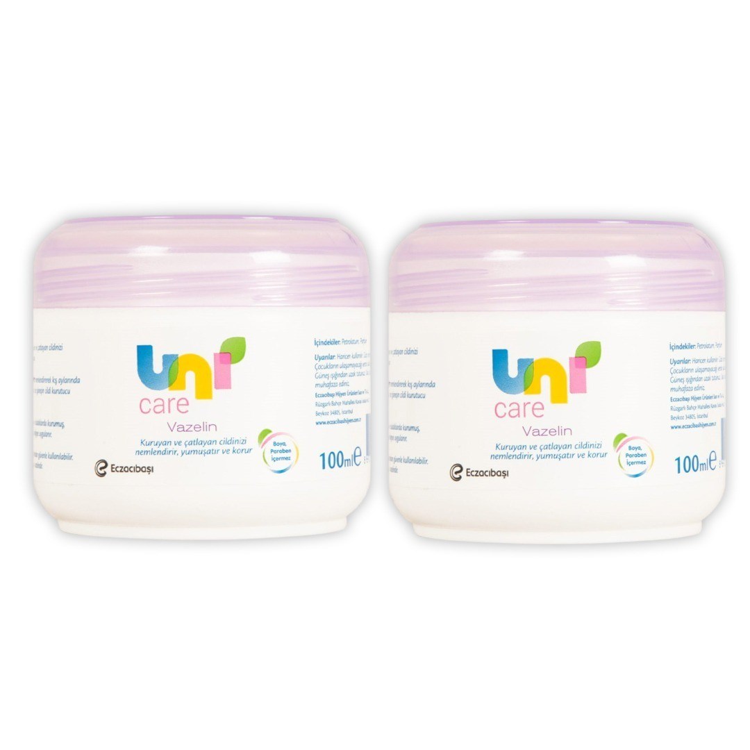 Uni Baby Uni Care Vazelin 100 ml - Yoğun Nemlendirici El, Ayak ve Vücut Bakım Kremi 2'li