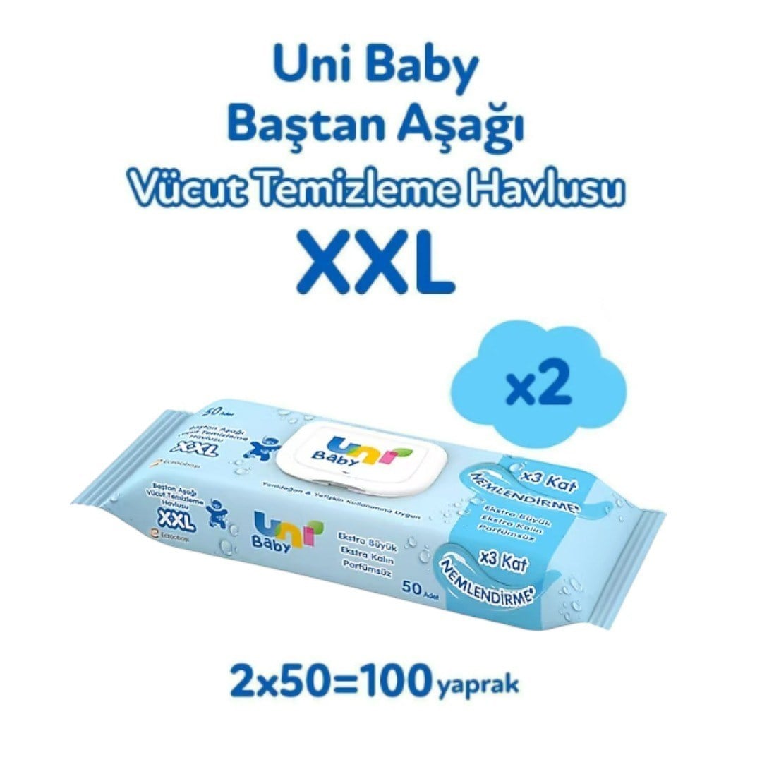 Uni Baby Vücut Temizleme Havlusu Xxl 2'li 100 Yaprak