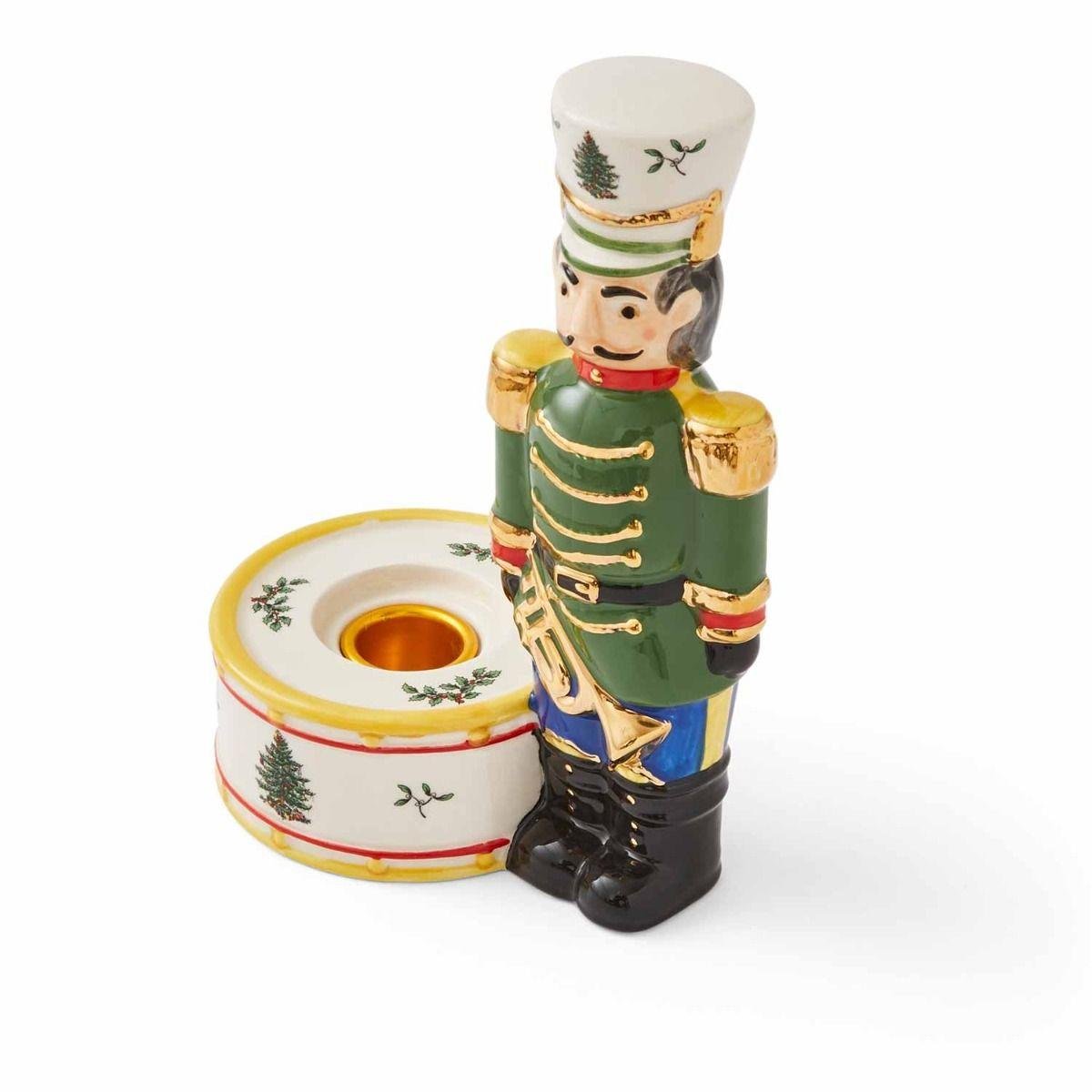 Christmas Tree Grn Nutcracker Candleholder