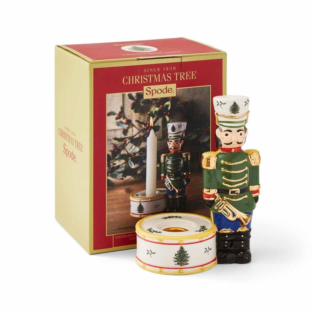 Christmas Tree Grn Nutcracker Candleholder