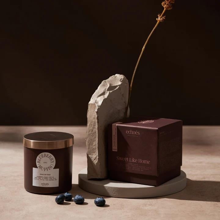 Echoes Mum Blueberry Muffin Single Wich Natural Candle 150Gr