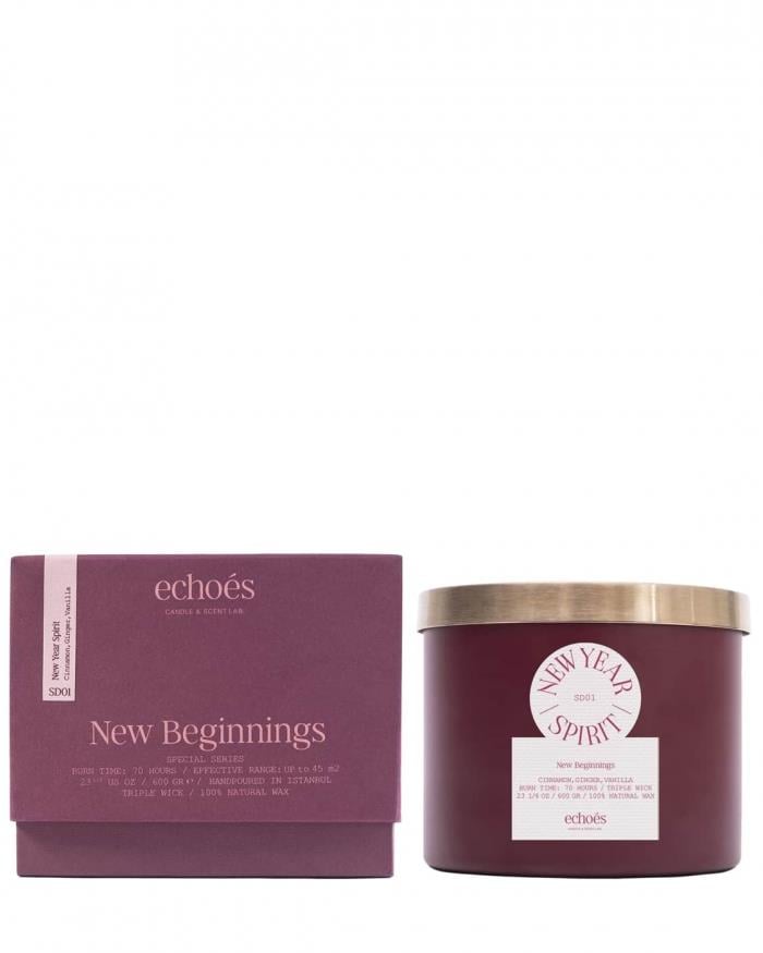 Echoes New Year Spirit Üç Fitil Doğal Mum 600 Gr