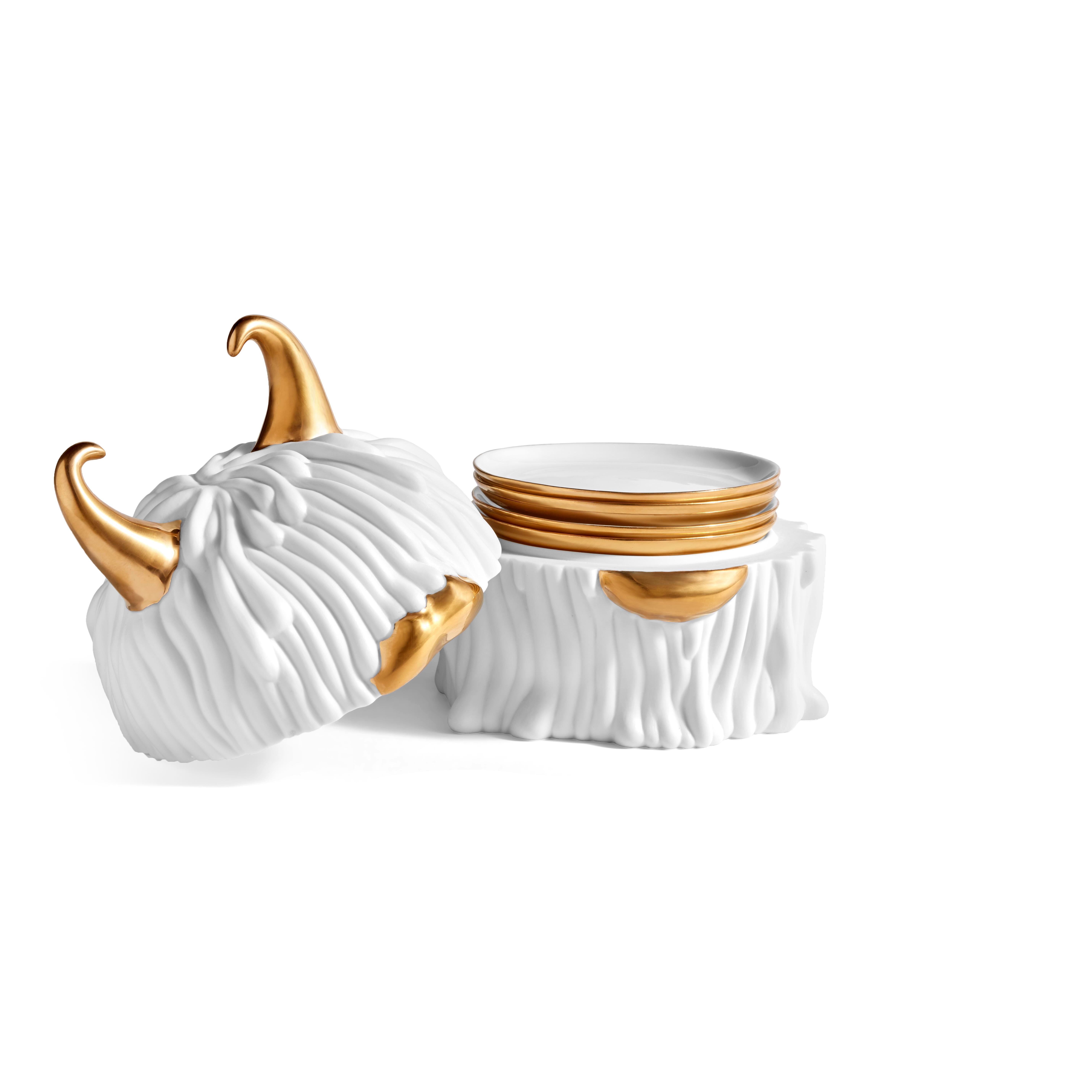 L'Objet Haas Lynda 4 Lü Bardak Altı Beyaz Gold Lobhb901