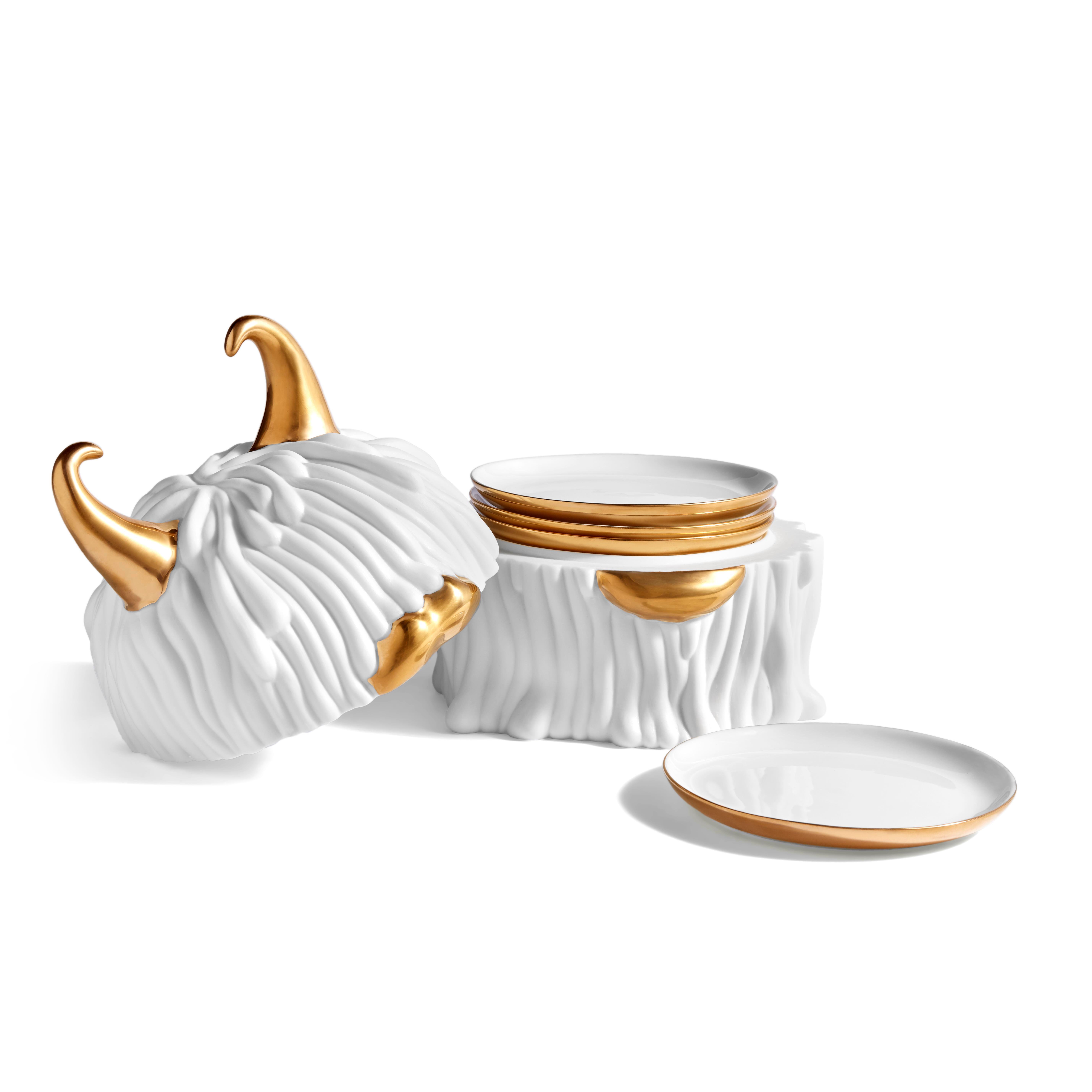 L'Objet Haas Lynda 4 Lü Bardak Altı Beyaz Gold Lobhb901