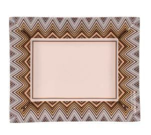 Mıssonı Home Mıssonı Zıg Zag Jarrıs 148 - Kahve-Bej, Dikdörtgen Dekoratif Tabak 20X16Cm