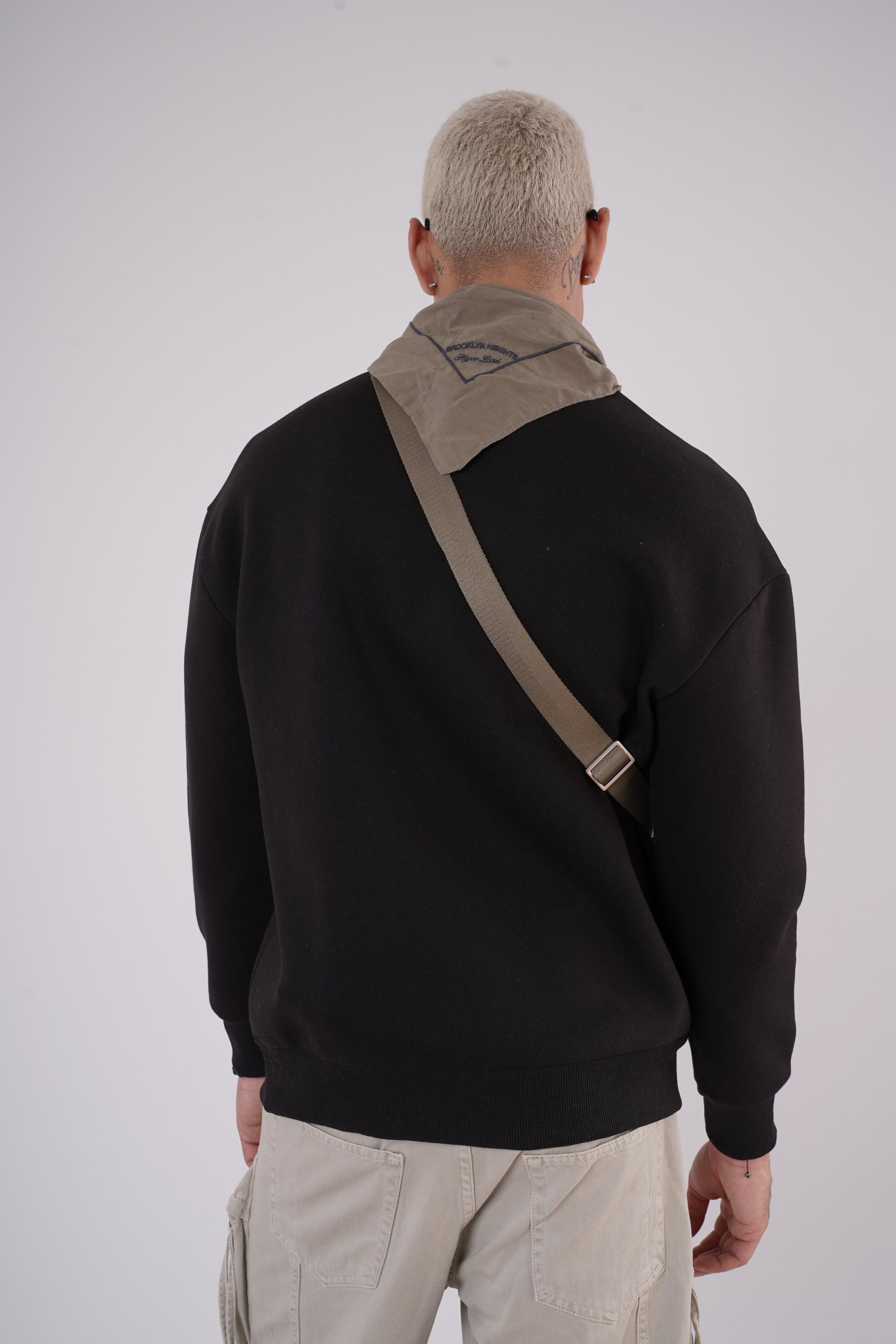 Bisiklet Yaka Kingbrich Baskılı Oversize Kalıp Basıc Sweatshirt