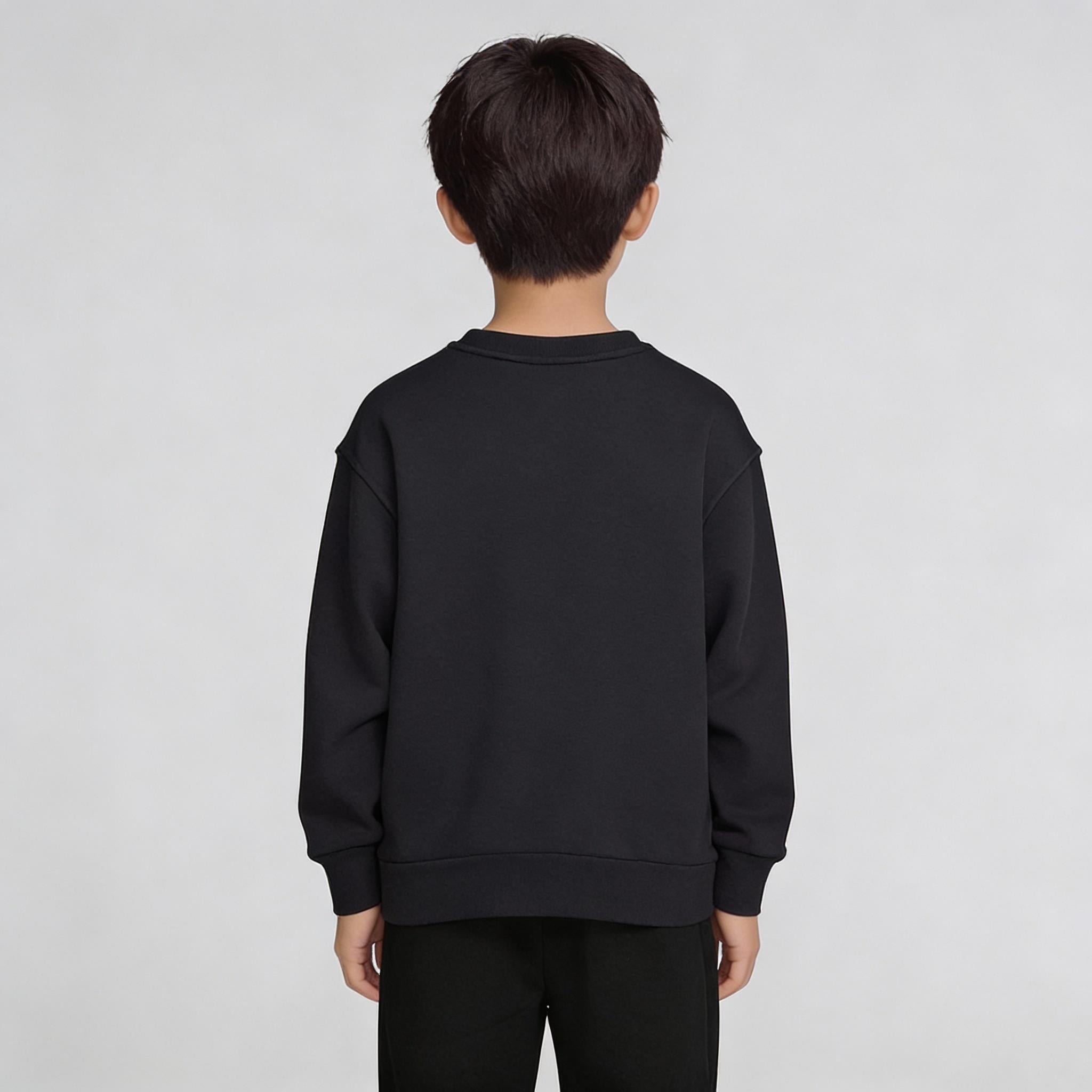 Bisiklet Yaka Nakışlı Oversize Kalıp Çocuk Sweatshirt