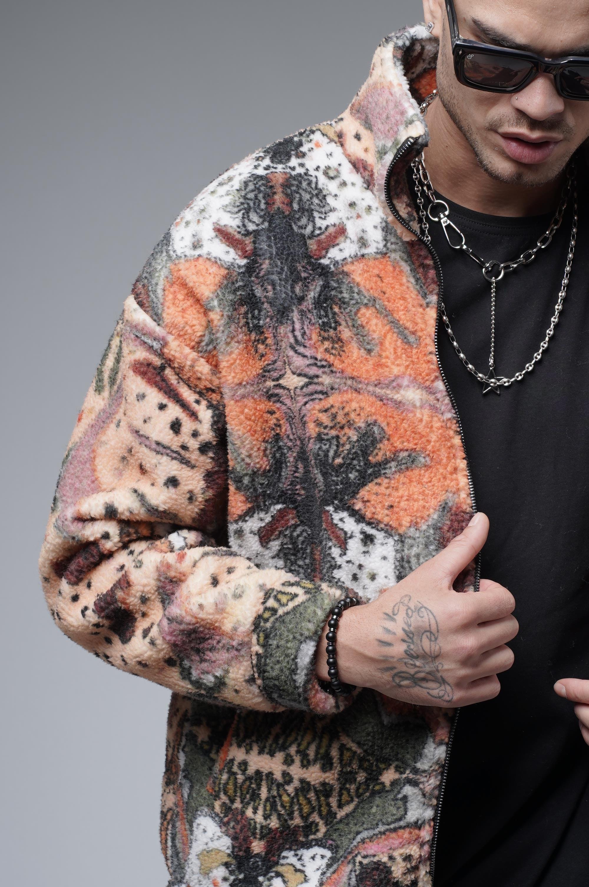 Dik Yaka Fermuarlı Oversize Kalıp Unisex Peluş