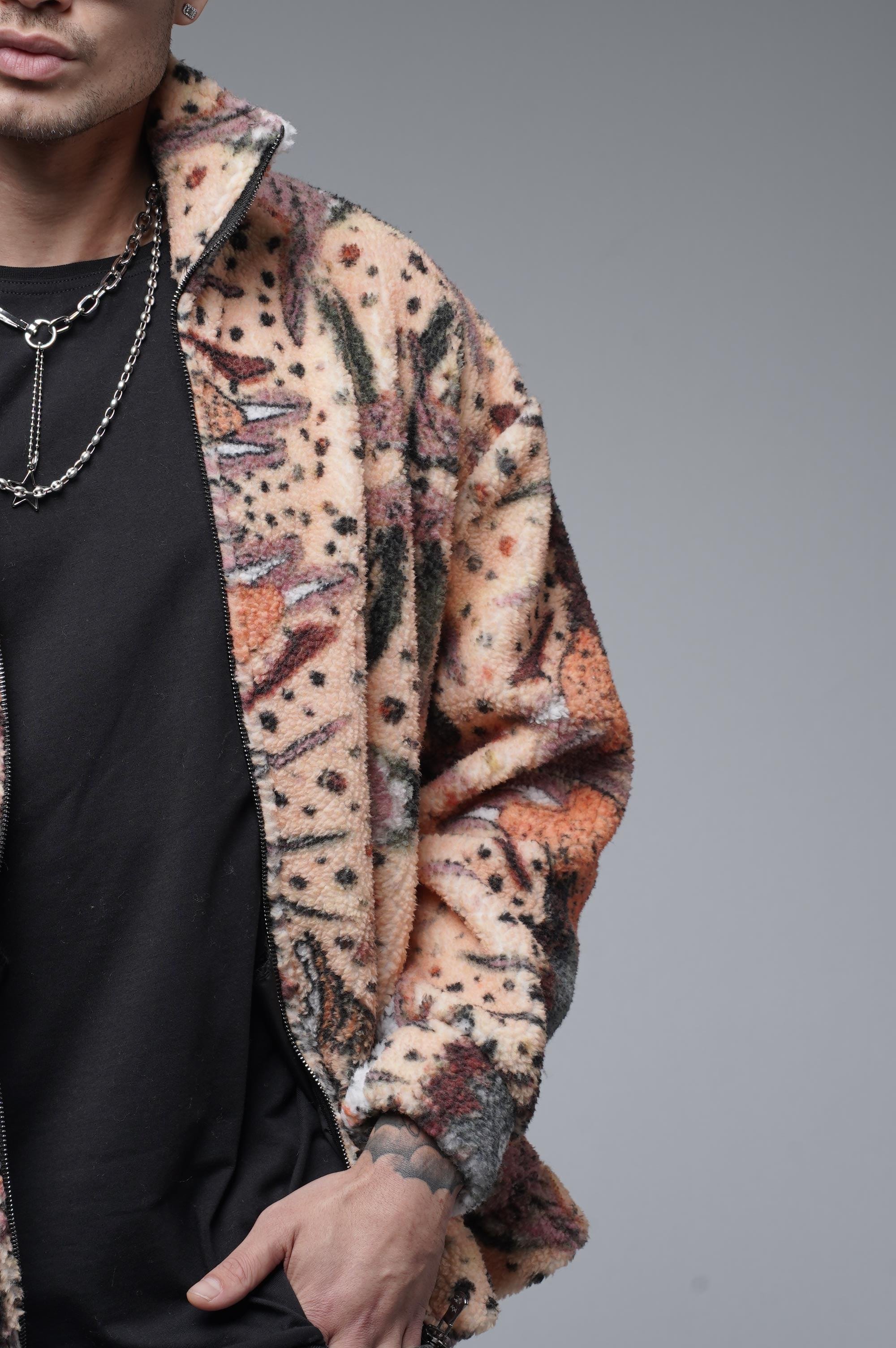 Dik Yaka Fermuarlı Oversize Kalıp Unisex Peluş