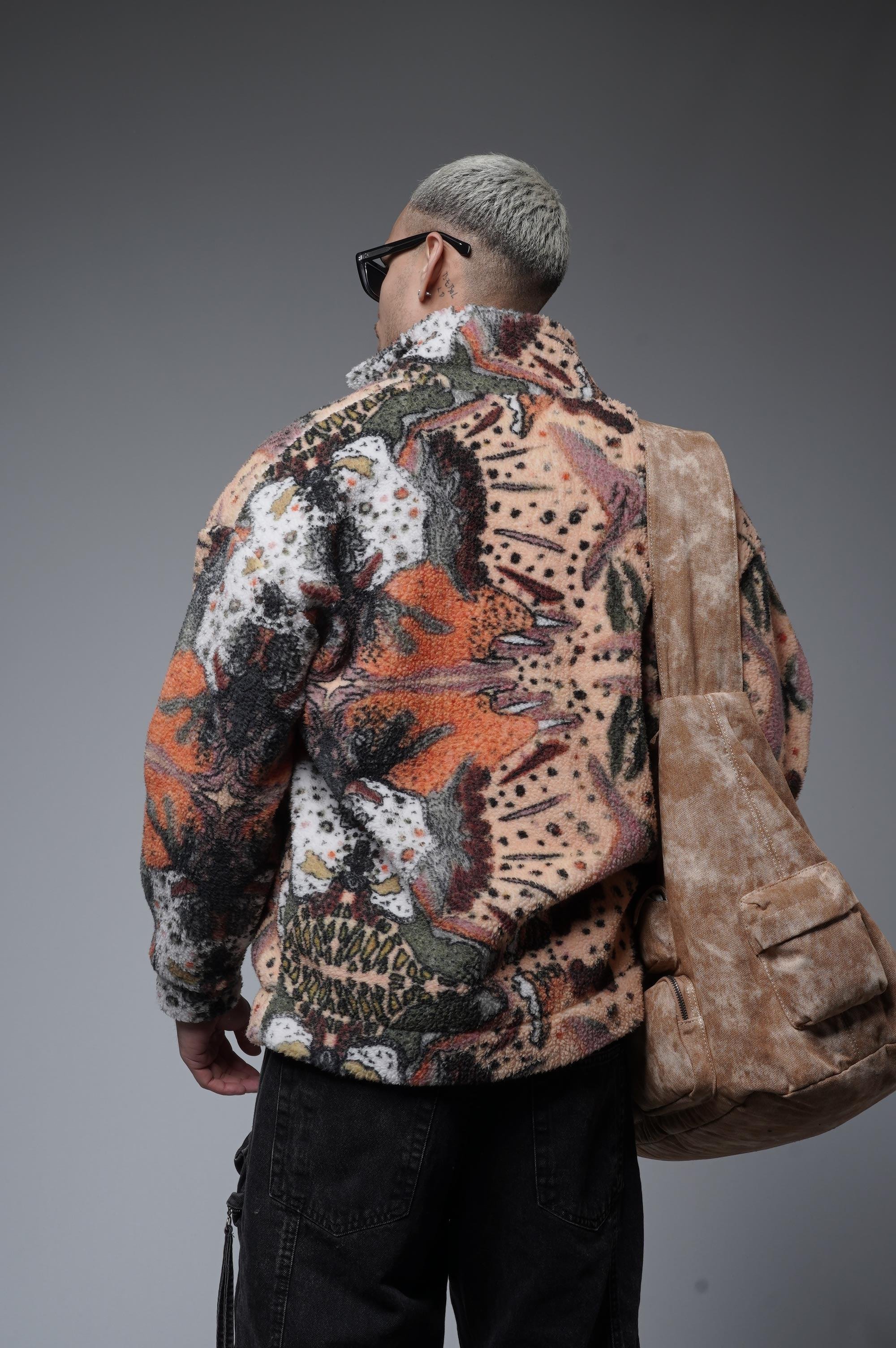 Dik Yaka Fermuarlı Oversize Kalıp Unisex Peluş