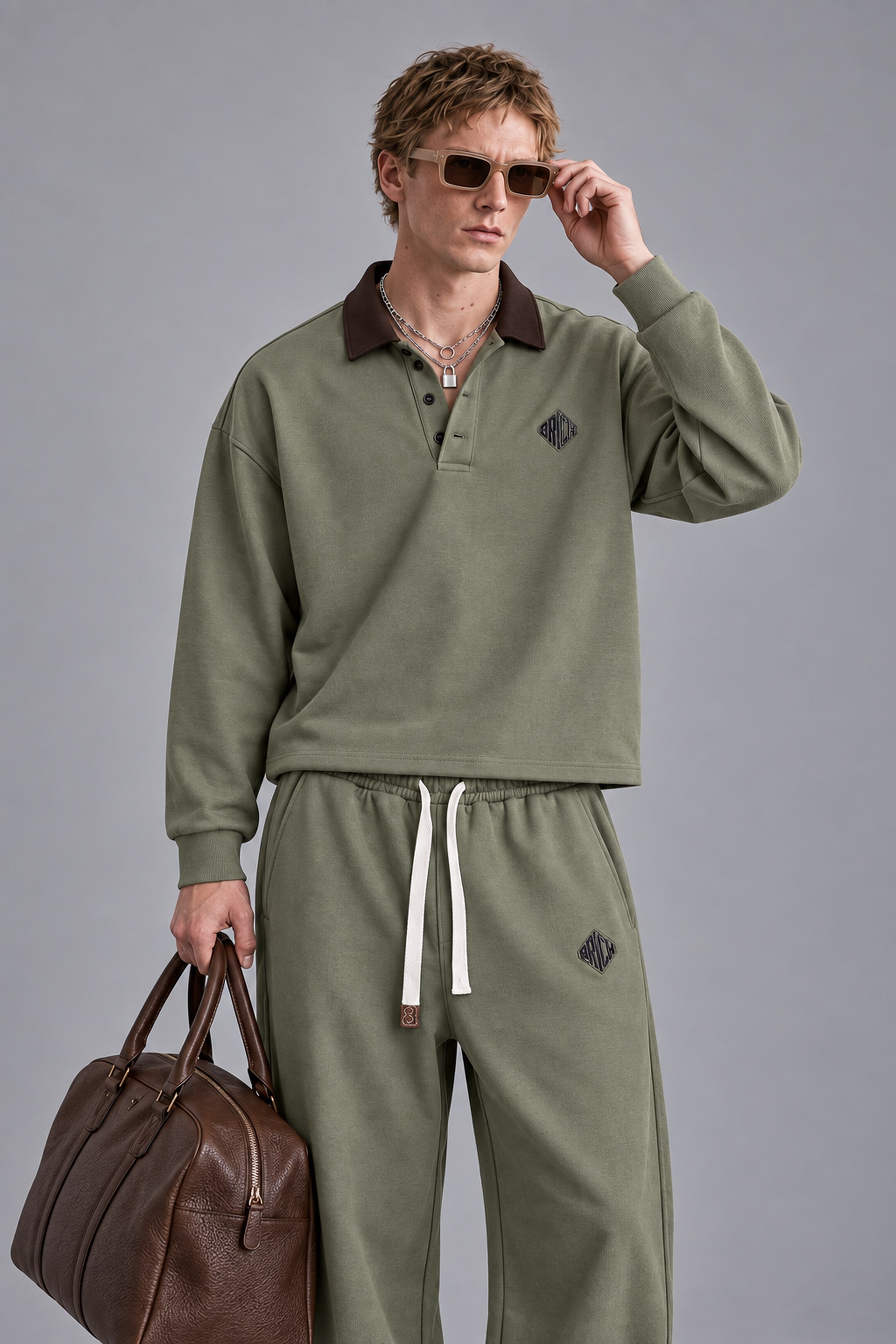 Erkek Baggy Kalıp Polo Yaka Alt Üst Eşofman Takımı