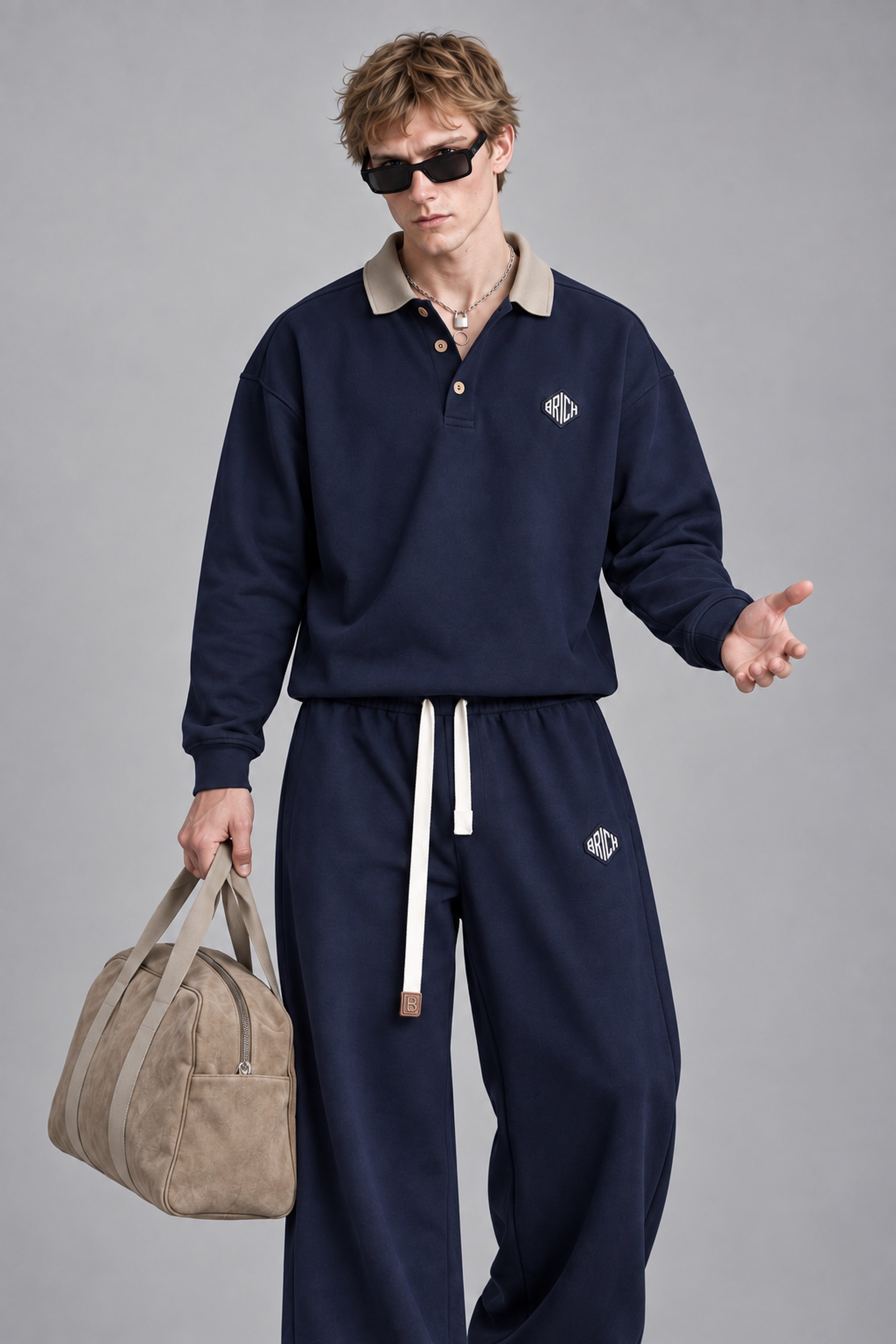 Erkek Baggy Kalıp Polo Yaka Alt Üst Eşofman Takımı