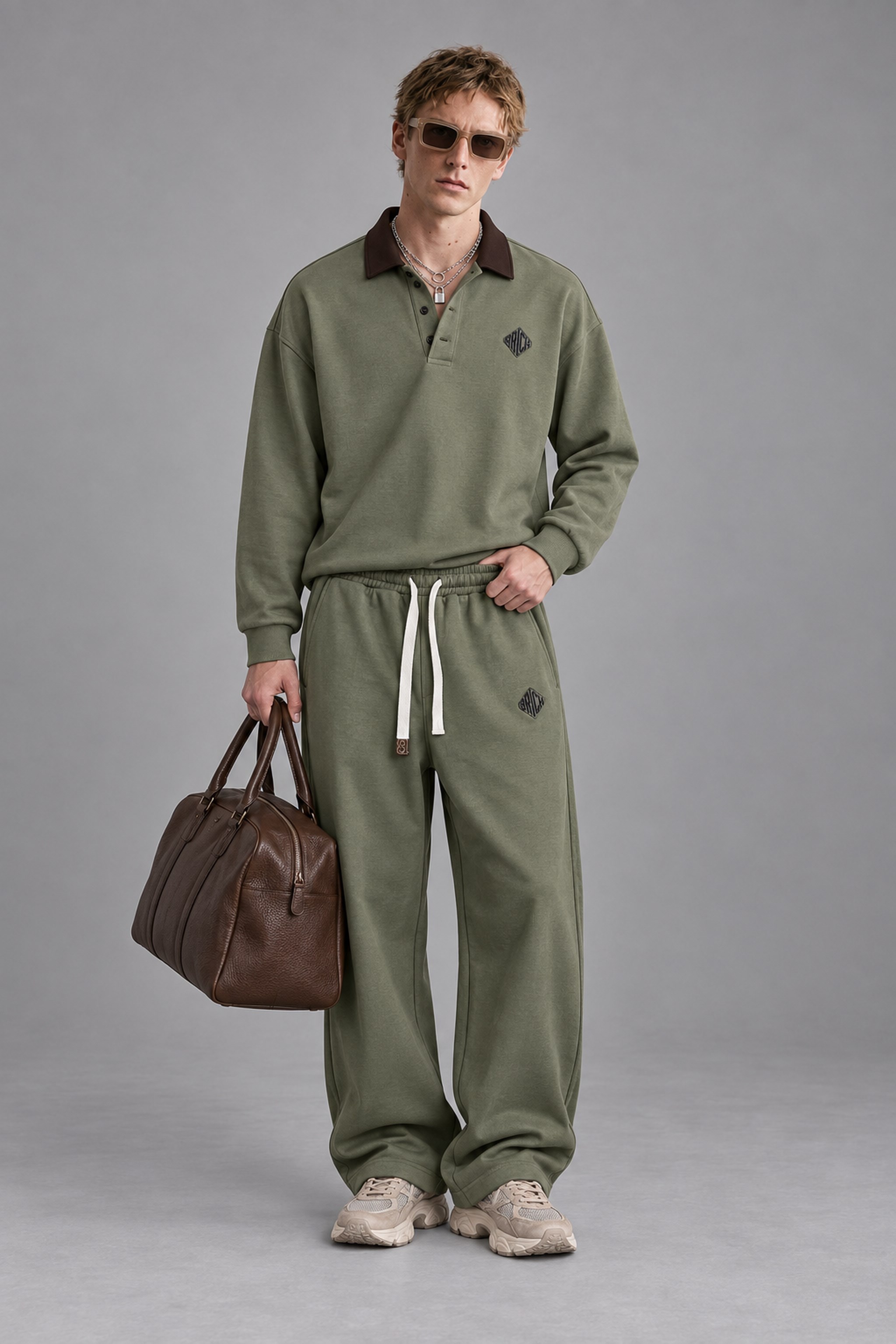 Erkek Baggy Kalıp Polo Yaka Alt Üst Eşofman Takımı