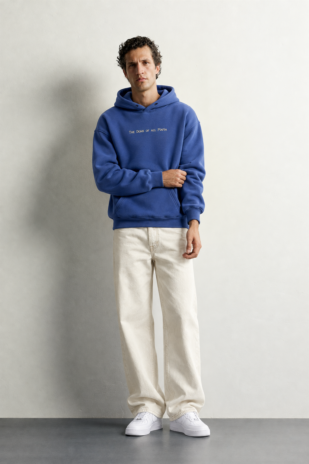 Erkek Kanguru Cepli Mafia Temalı Şardonlu Kapüşonlu Oversize Sweatshirt